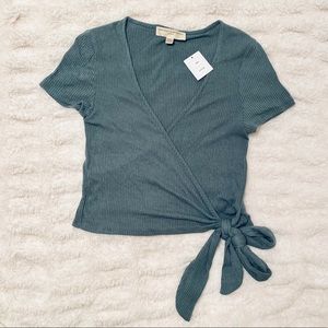 Green surplice wrap top